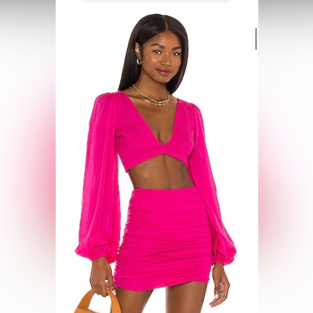 Indah fushia briu crop top and matching skirt set